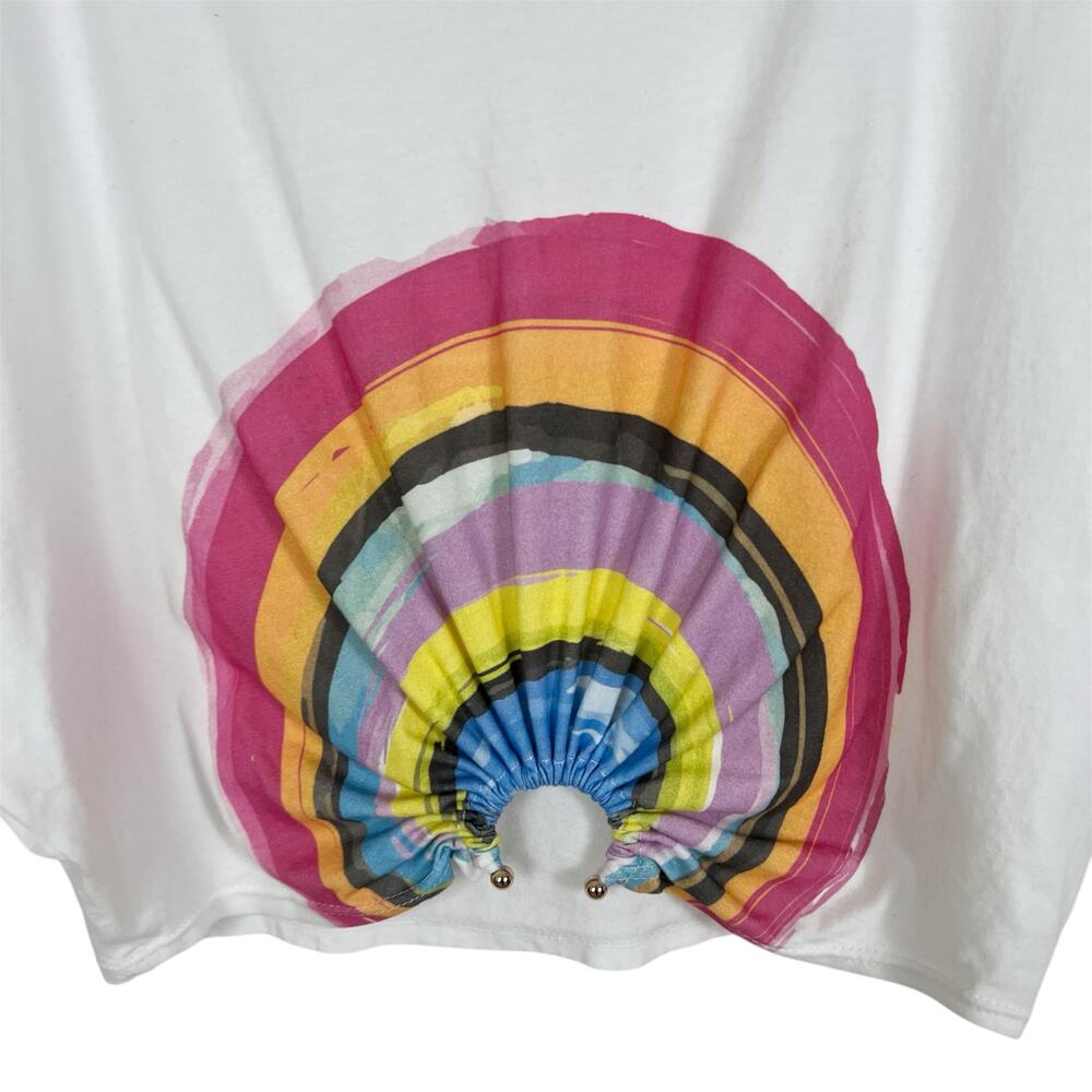 NWT Le Superbe Summer Under The Rainbow Cropped White Tee Size Medium - Picture 4 of 10